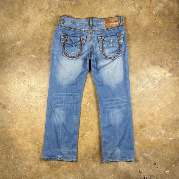 True Religion Jeans Men’s‎ 40 Rainbow Stitch Straight Leg Blue Denim Y2K - Picture 7 of 16